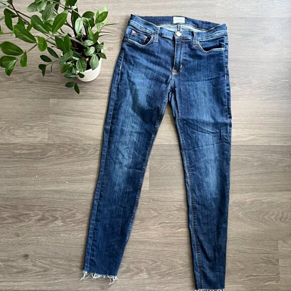 Hudson Jeans Dark Blue Mid-Rise Skinny Jeans with Raw Hem - Picture 4 of 12